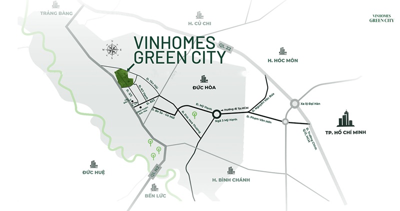Vinhomes Hậu Nghĩa tọa lạc vị trí vàng ngay trung tâm thị trấn Hậu Nghĩa