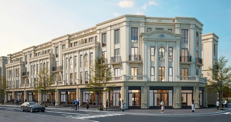 Shophouse Vinhomes Đan Phượng nổi bật với thiết kế hiện đại, vị trí chiến lược và môi trường sống xanh