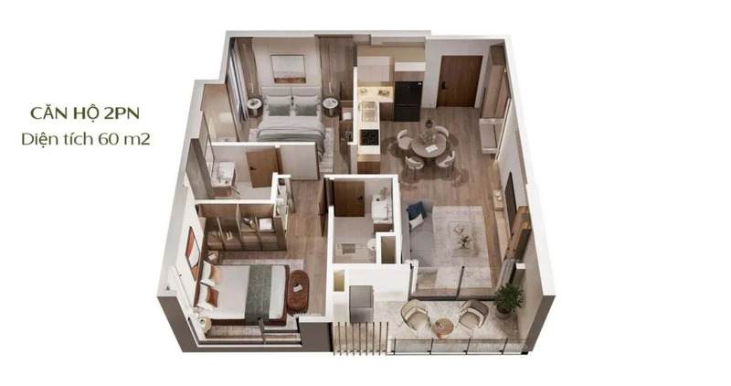 Đặc điểm căn hộ 2 phòng ngủ Masteri Era Landmark