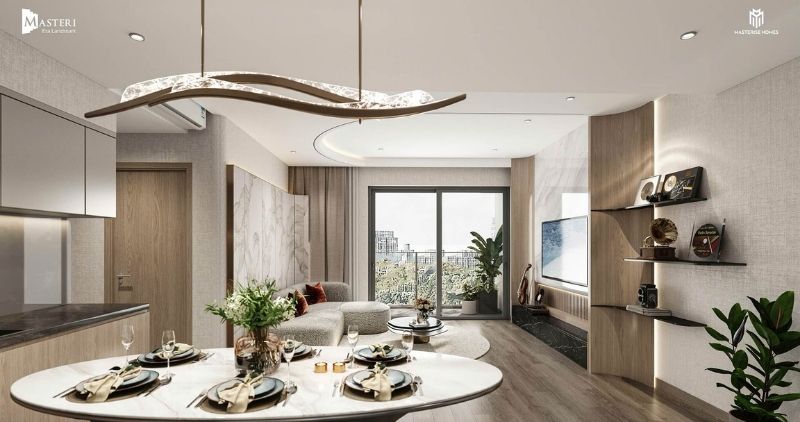 Căn hộ 3PN The Spark mở ra chuẩn sống sang trọng với diện tích lớn và tầm view công viên nội khu xanh mát.