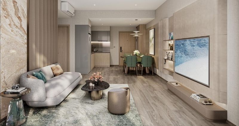 Căn hộ 2PN The Vision ghi điểm nhờ layout khoa học, phòng khách mở rộng ban công đón trọn nắng gió tự nhiên